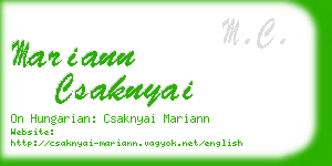mariann csaknyai business card